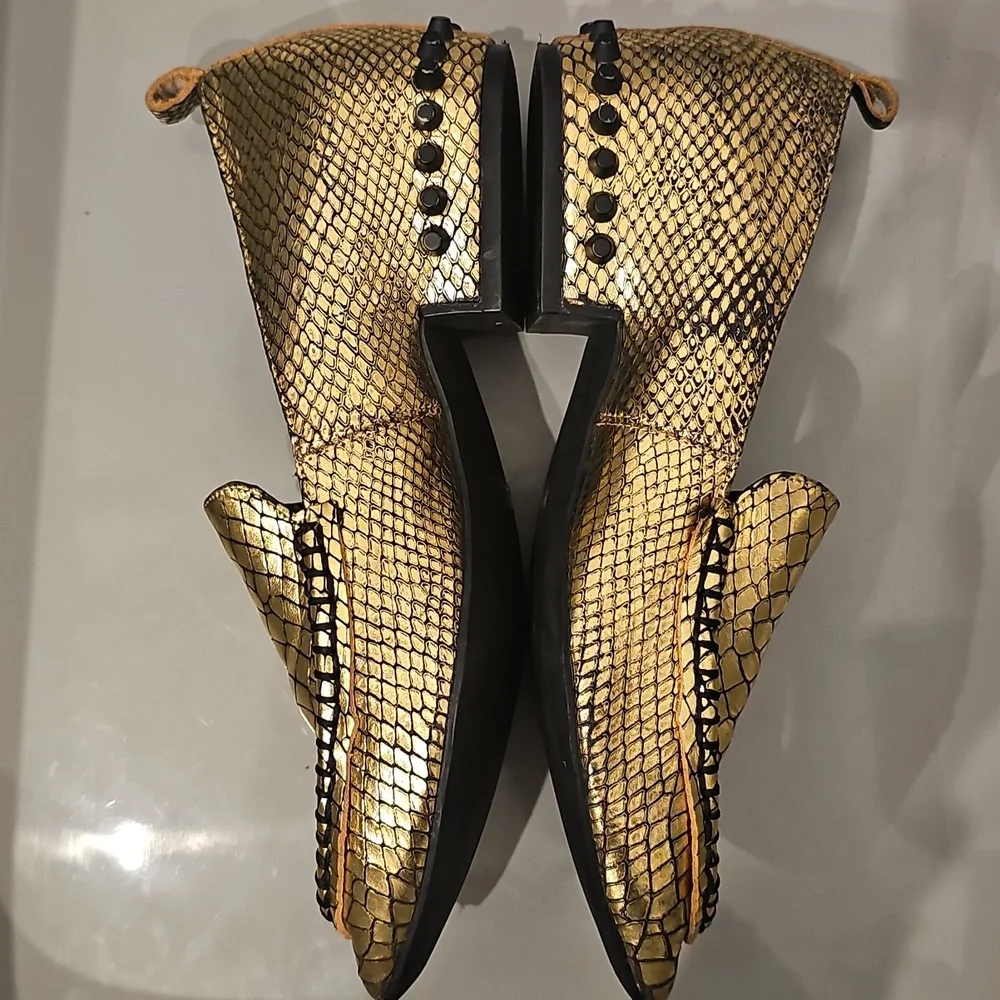 Jeffrey Campbell Metallic Gold Leather Loafers